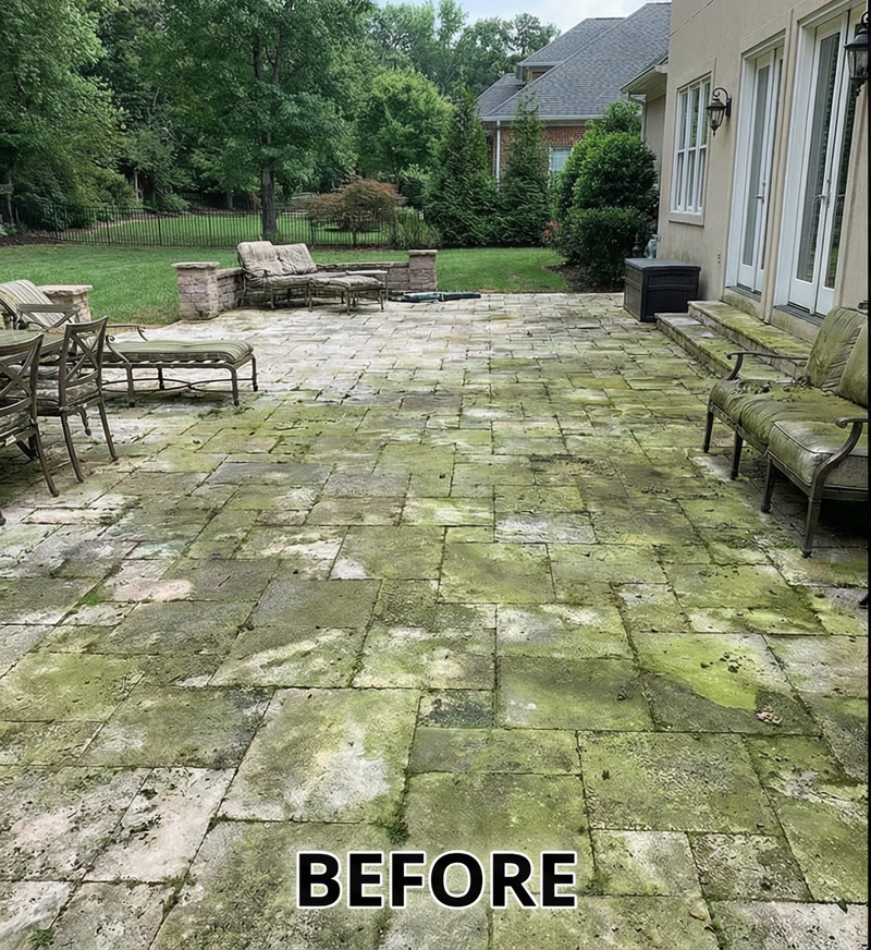 Outdoor patio before cleaning
